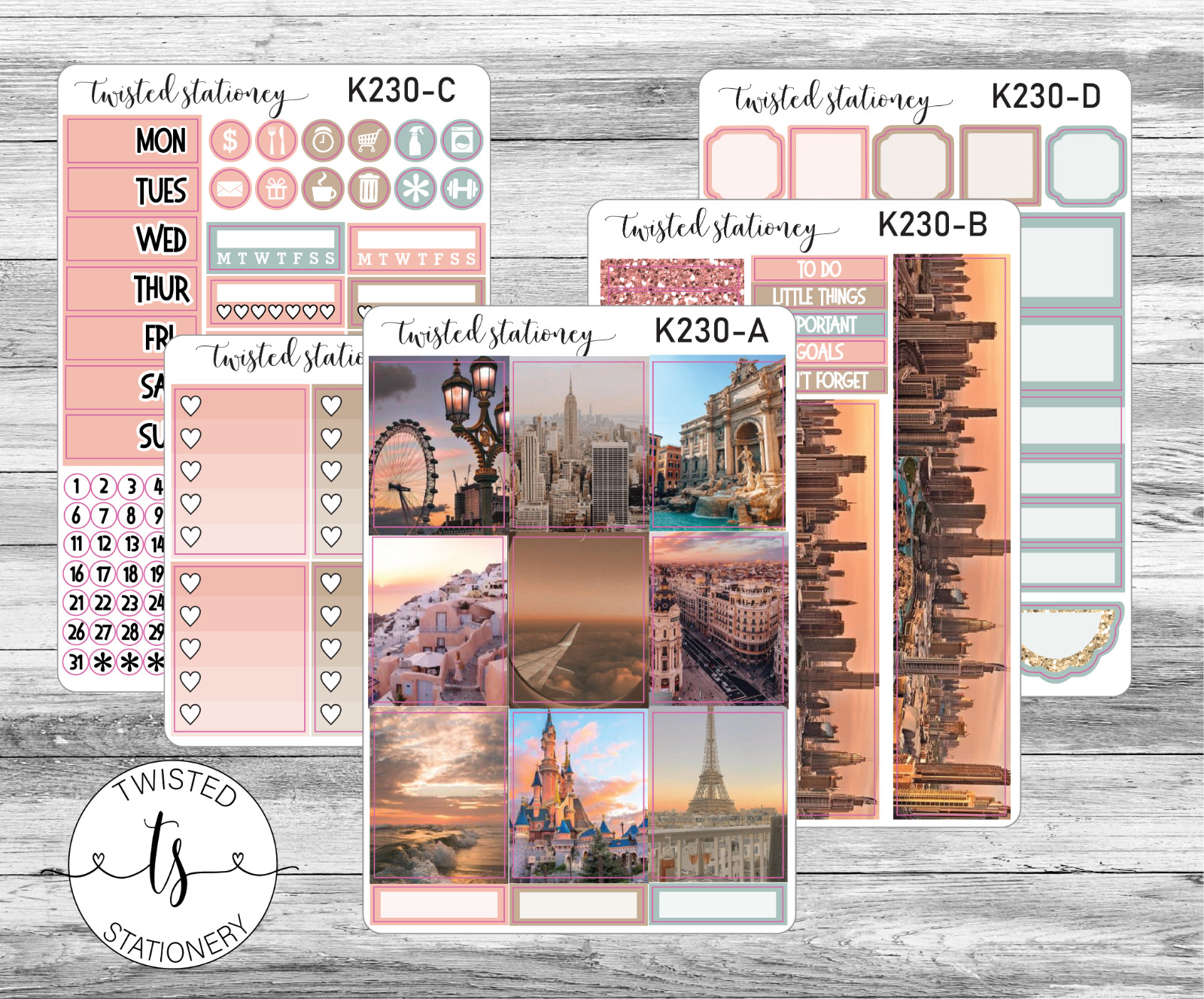 K230- Around the World Weekly Kit Planner Stickers Scrapbooking Journal