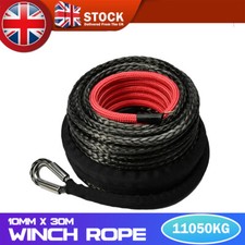 Winch Rope 10MM x 30M Hook Synthetic Car 4WD Offroad Tow Recovery Cable Sheath