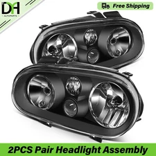 PAIR/2PCS Halogen Headlamp Headlight Assembly For Volkswagen Golf MK4 1999-2006