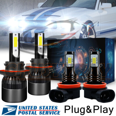 For Ford Mustang GT 2005-2012 LED Headlight Hi/Low Beam + Fog Light Bulbs 6000K