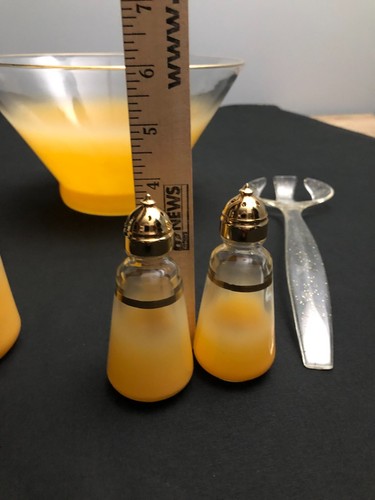 VTG 1950's Anchor Hocking Blendo Serving Set Salad Bowl Cruets Shakers Orange - Picture 14 of 14