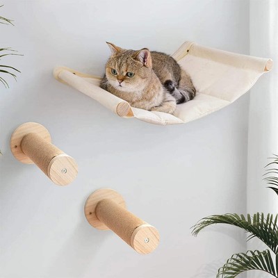 Wandmontiertes Katzen Kletterbett Kitten Rest Aktivitäten Sisal Katzenkratzbaum S