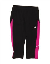 NEW BALANCE Womens Capri Leggings UK 8 Small Black Colourblock CD05