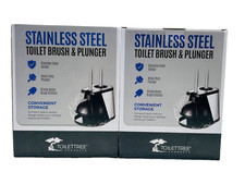 Lot of 2 Stainless Steel Toilet Plunger Bowl Brush Combo for Bathroom Cleaning