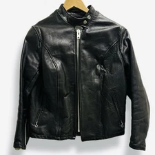 Vintage 70s Schott Bros NYC Women Leather Cafe Racer Jacket Size Medium 38