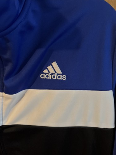 Adidas Jugend Trainingsjacke Größe Large 14/16 blau schwarz AP5572 - Bild 2 von 10