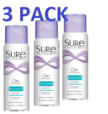 #ad #ad 3 PACK Sure Aerosol Unscented Anti Perspirant Deodorant 6 oz $50.00