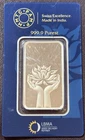 31.1 Gram 9999 Silver MMTC PAMP Swiss India LBMA Lotus Flower In PAMP Assay Card