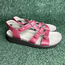 SAS Sorrento Womens 6.5 WIDE Adjustable Comfort Sandals Red Leather Made In USA
