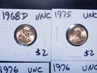 6 UNCIRCULATED Jefferson Nickels 2-1968D,  2-1975, 2-1976 — photo 2