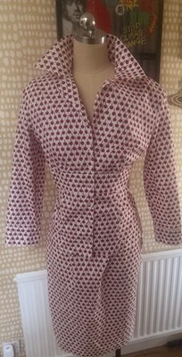 Rare Moschino Two Piece Co-ord Cherry Wiggle Dress & Jacket Shirt Size 14