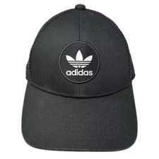 Adidas Trucker Hat Black White OS Snapback Trefoil Logo Mesh Back Adjustable