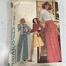 McCall’s 4722 Pants Skirt Shirt Size 8 CUT Sewing Pattern 1975