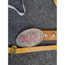 Leather Belt with Pink 'Cowgirl' Buckle