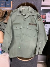 Vintage US Army Utility Field Shirt Mens Large Olive Green OG-107 14 1/2 x 31
