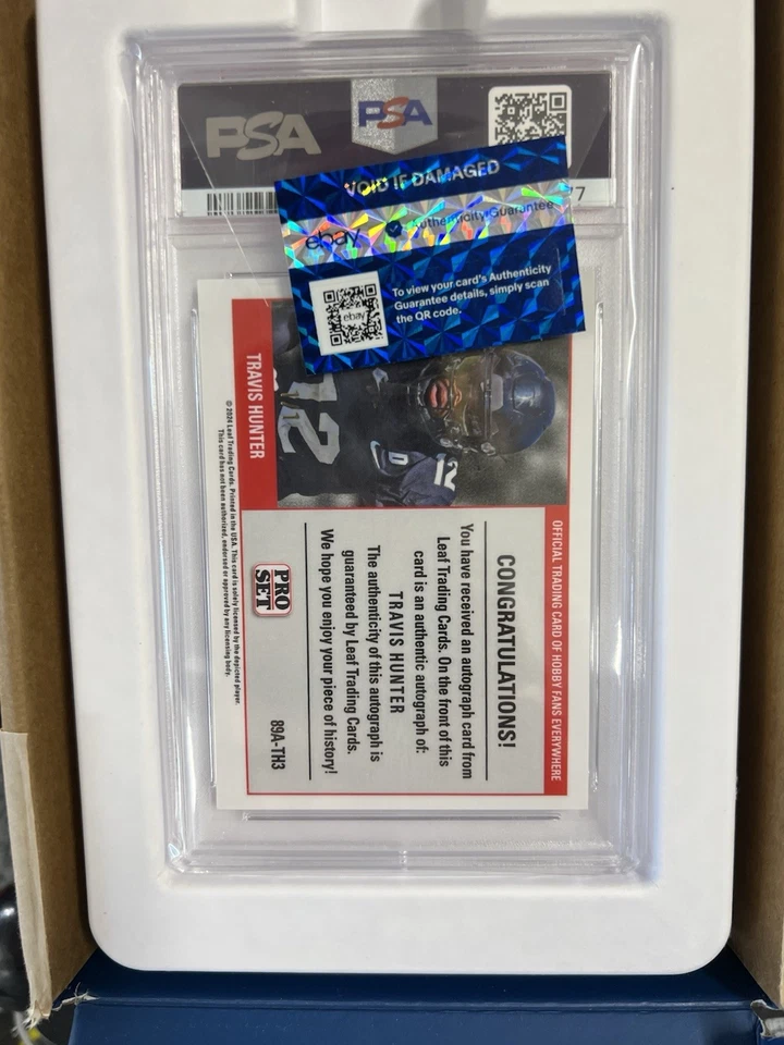 Juego profesional Leaf Collective Travis Hunter '89 2024 púrpura brillo radiocontrol automático 1/1 PSA 10 Foto 3 de 4