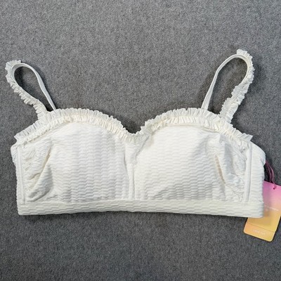 Stoney Clover Lane Target White Ruffle Bikini Top Women's 1X New Adjustable Stra
