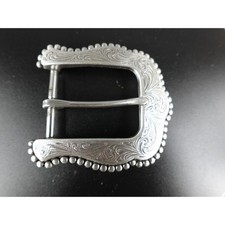 Western Cowboy Belt Buckle Ornate Silver Tone Engraved Scrollwork