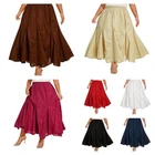 Beautybatik Women Cotton BOHO Gypsy Long Godet Broomstick Plus Size Flare Skirt