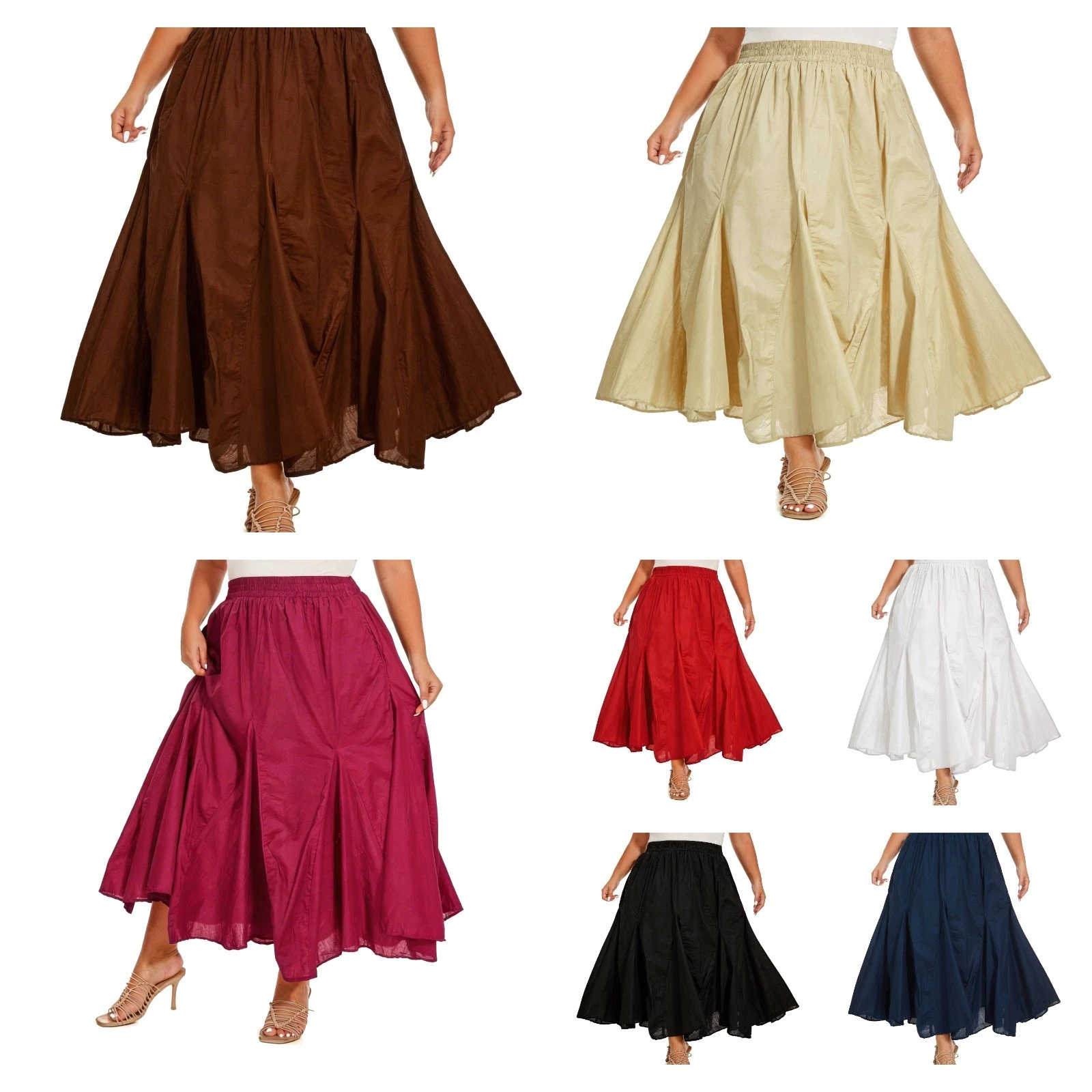 Beautybatik Women Cotton BOHO Gypsy Long Godet Broomstick Plus Size Flare Skirt
Opens in a new windo
