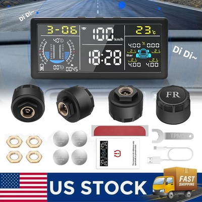 #ad Solar TPMS Tire Pressure Monitoring System With Slope Altitude Speedometer Car $39.99