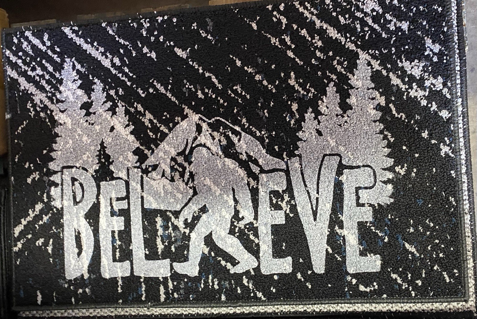Believe Big Foot Walking Words Indoor Outdoor Doormat for Garage Man Cave