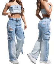 SET TOP JEANS PANTS COLOMBIANOS COLOMBIAN PUSH UP LEVANTA COLA BUTT LIFT 20119