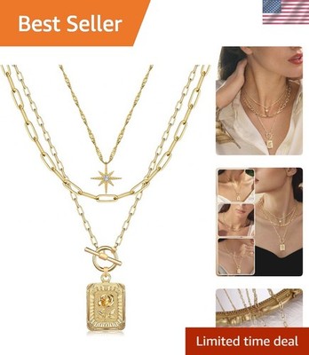 Exquisite Gold Plated Layered Necklaces: Perfect Gift for Her, 3 Styles