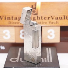 Vintage Dunhill Lighter Silver Silk Moire Pattern_Ultrasonically Cleaned_Working