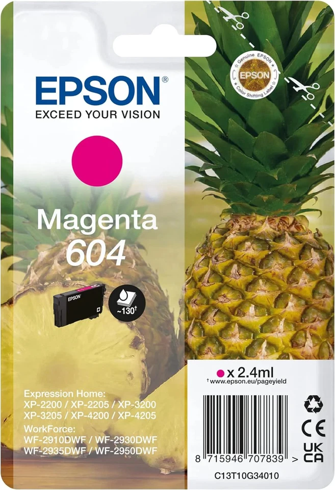 Epson 604 cartouche d'encre Magenta authentique C13T10G34010 (TVA incluse) - Photo 1/1