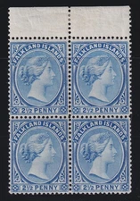 Falkland Islands, SG 30ax, MLH block "Watermark Reversed" variety