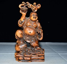 Exquisite Small Leaf Boxwood Dancing Maitreya Ornament