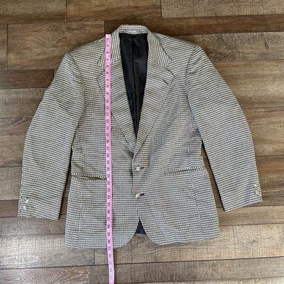 Reed St James 100% Wool Houndstooth Blazer Men's 42R Black White USA Made #4A6