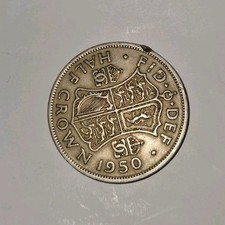 1950 GREAT BRITAIN FREE,HALF CROWN COIN,MY SON DROP IT HENCE THE PRICE
