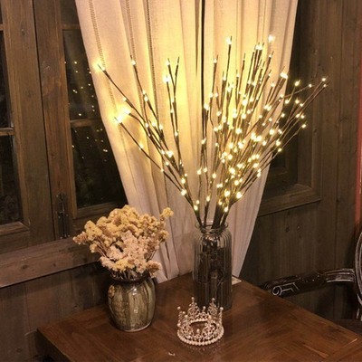 4 Pack Lighted Willow Branches 30IN 80 LED Battery Operated Tree Branch Decor