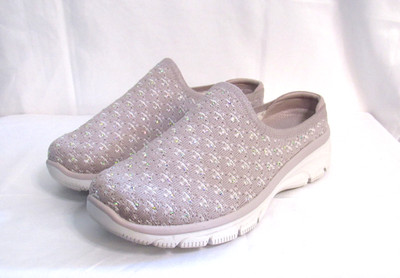Skechers Women's Easy Going Rhinestone Knit Mules Glitz Strut Lilac Size 8