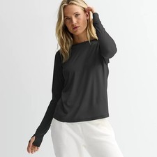 Tek Gear Women's DRY TEK Long Sleeve Tee Black Size Small Crewneck NWT