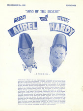 VINTAGE SONS OF THE DESERT W/ STAN LAUREL & HARDY MOVIE ORIGINAL AD IN FRENCH