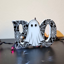 Halloween Ghost BOO Wood Figurine, Black & Wh...