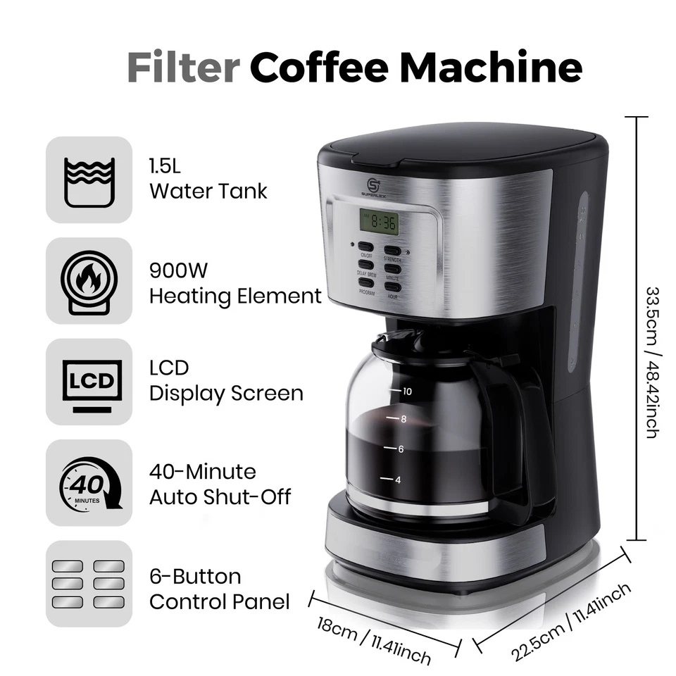 SUPERLEX Coffee Machine Digital Auto Setting Timer Brewing Filter Coffee Maker - Image 2 of 4