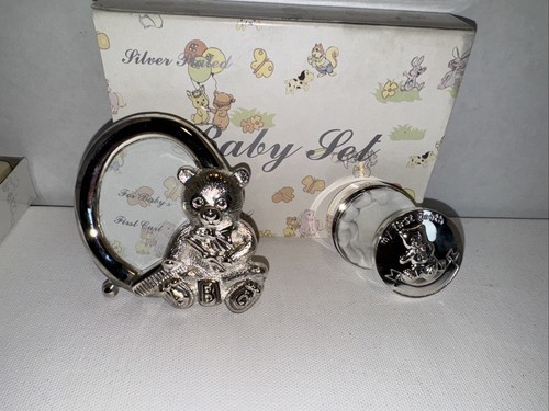 Silver Plated Teddy Bear Frame & My First Tooth Round Velvet Lined Box In Silver - Picture 5 of 5