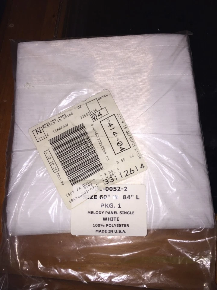 Sheer Curtain Rod Pocket 1 Panel Brylane Home 60'' x 84'' Long Melody White NEW - Image 2 of 3