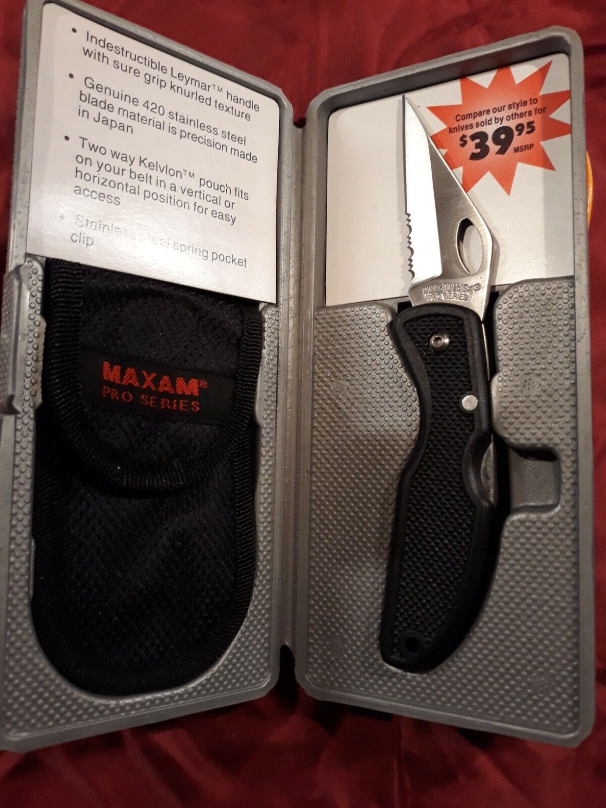 Maxam Pro Series Serrated Stainless Steel Blade Folding Knife w/ Sheath~ New