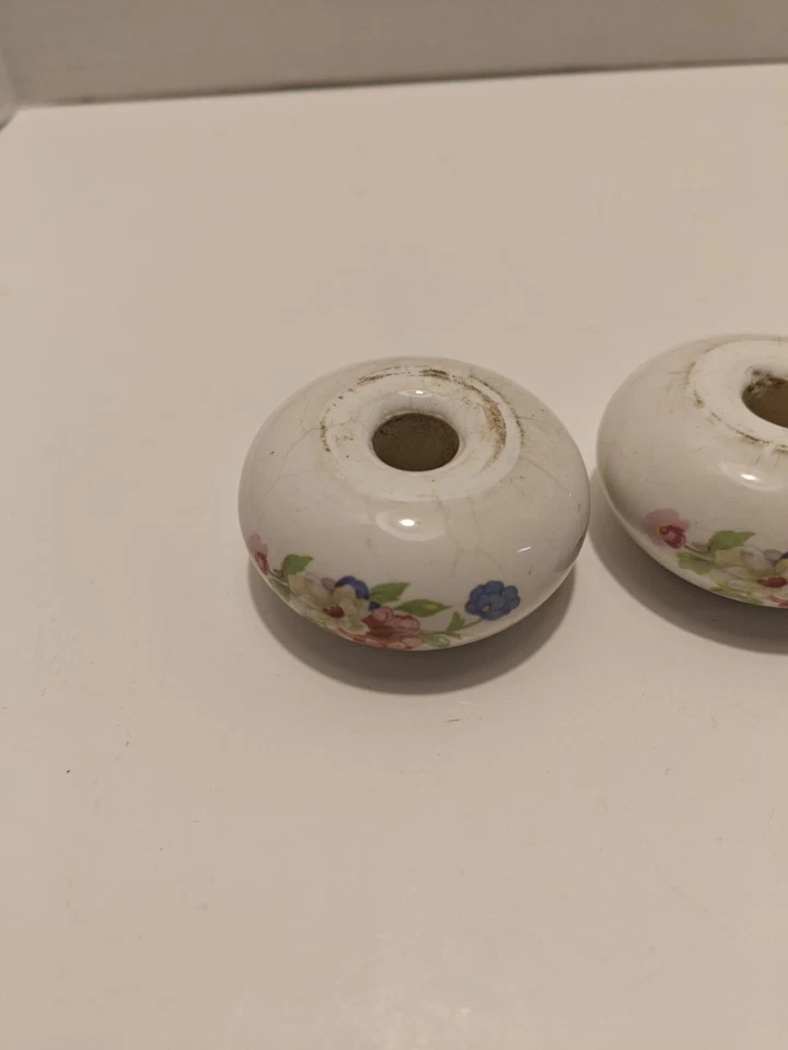 Juego de 4 remates de poste de cama de bola de cerámica de porcelana floral vintage (3x1") Foto 2 de 4