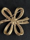 Monet Gold Tone Brushed Bow Pin Brooch And Clip On Earrings - Not A Matched Set — photo 4