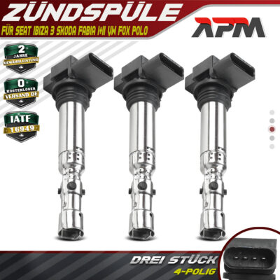 3x Zündspule für Seat Ibiza III Skoda Fabia VW Polo 9N Fox 1.2 CHFA CHFB AWY BMD