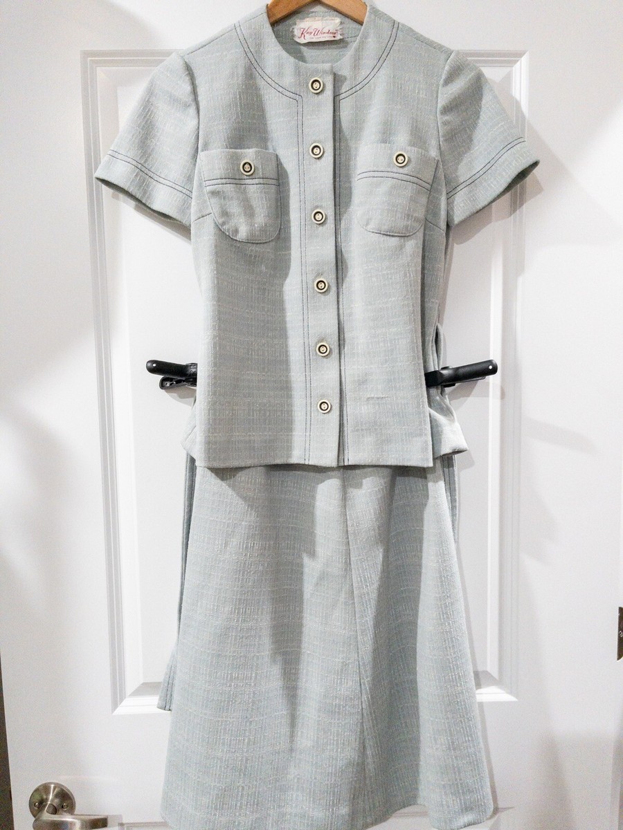 Vintage 60's Kay Windsor Piece Shirt And Skirt Outfit Size Sm