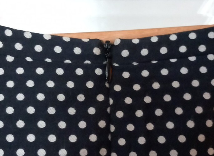 AQUASCUTUM Ladies Smart Navy Polka Dot Cotton Blend Lined Work Office Dress UK14 image 9