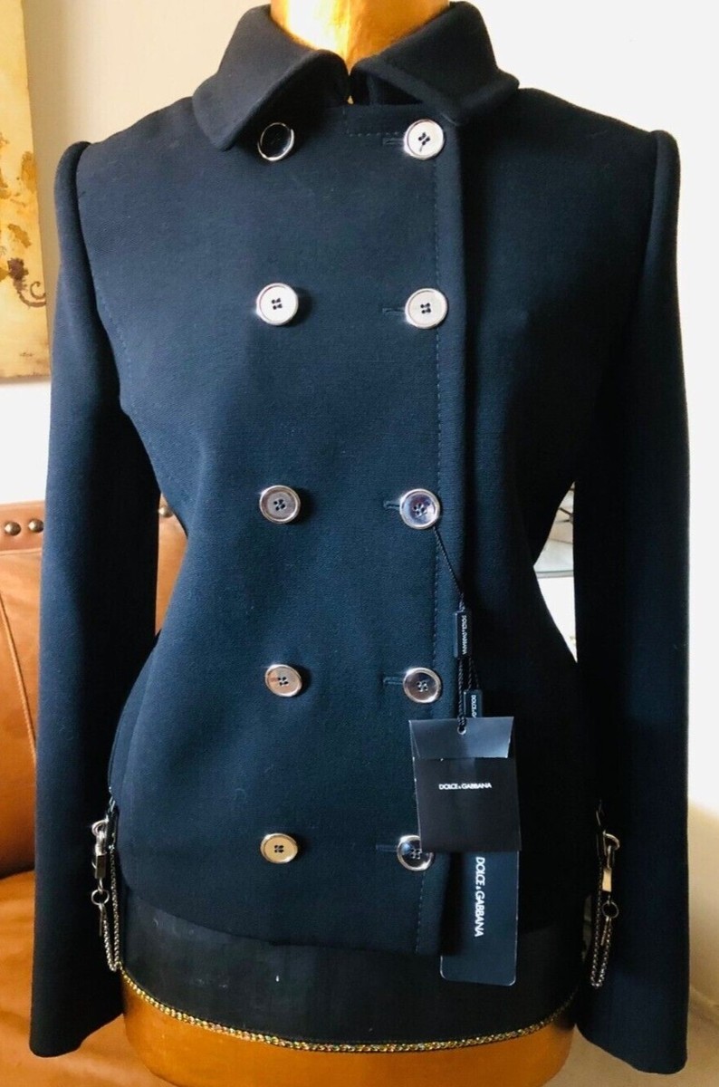 NWT Dolce & Gabbana RUNWAY Black Double Breasted Lock Key