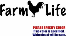 Farm Life Rooster Graphic Die Cut decal sticker Car Truck Boat Window Bumper 12"
